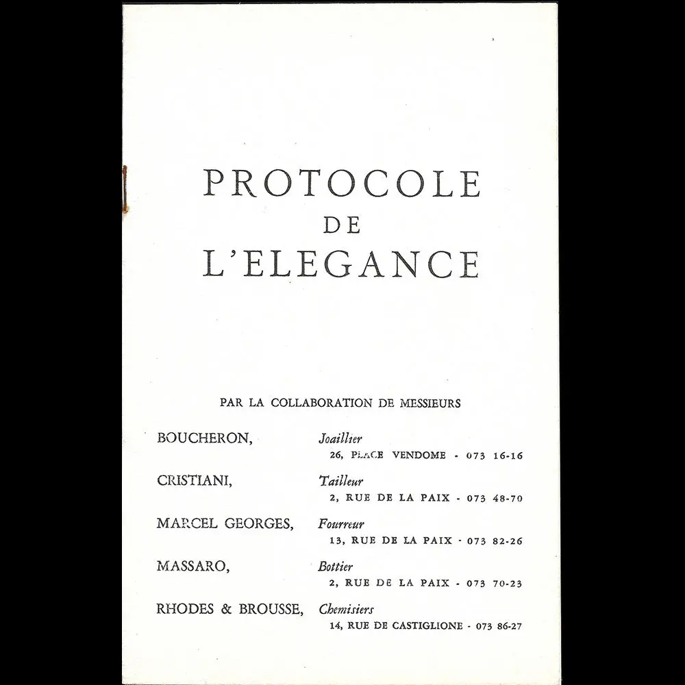 Mode Masculine - Protocole De L'elégance (Circa 1950-1960S) 1