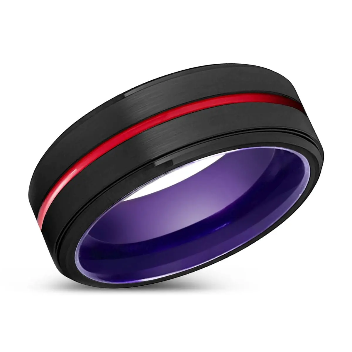 Pureborn | Purple Ring, Black Tungsten Ring, Red Groove, Stepped Edge 2