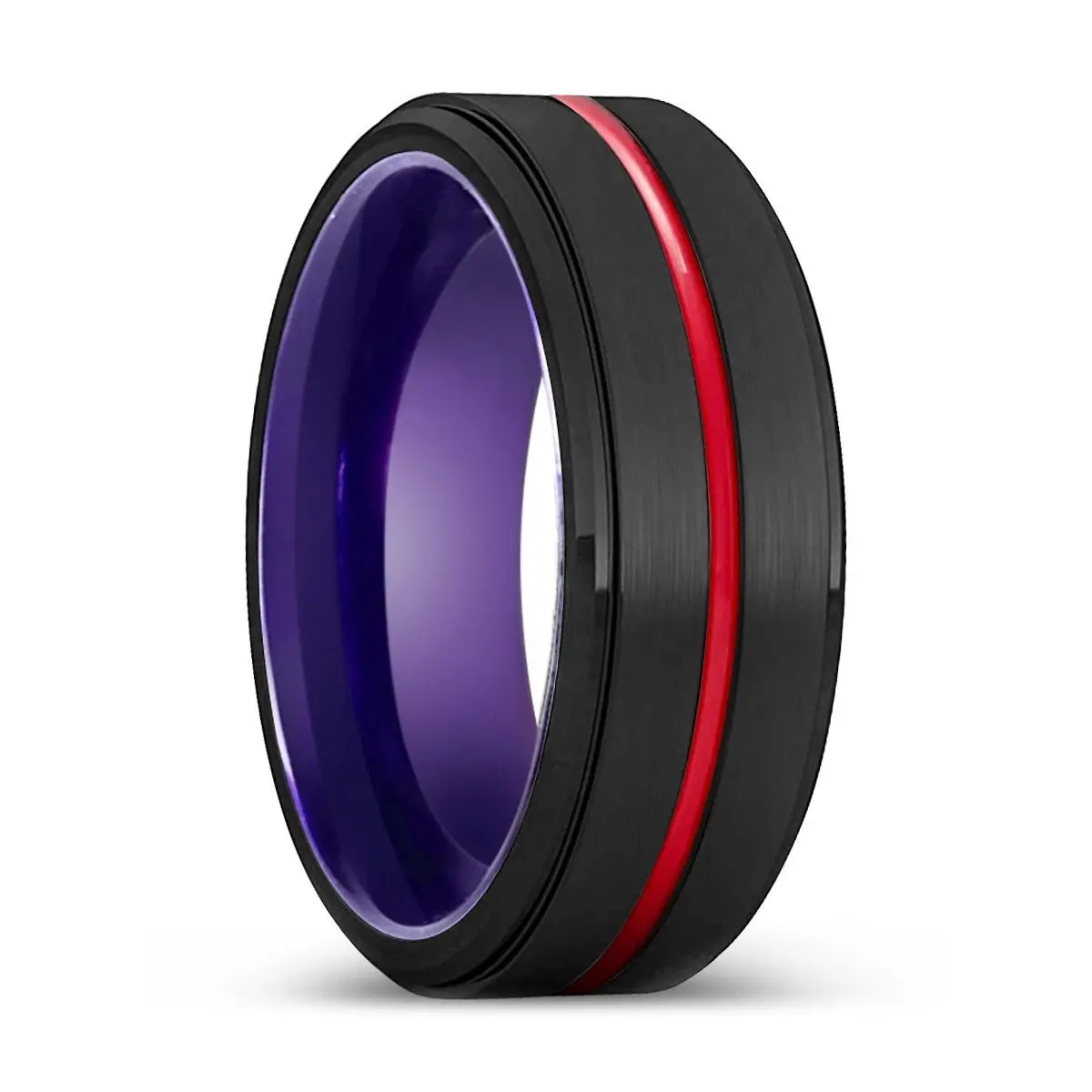 Pureborn | Purple Ring, Black Tungsten Ring, Red Groove, Stepped Edge 1