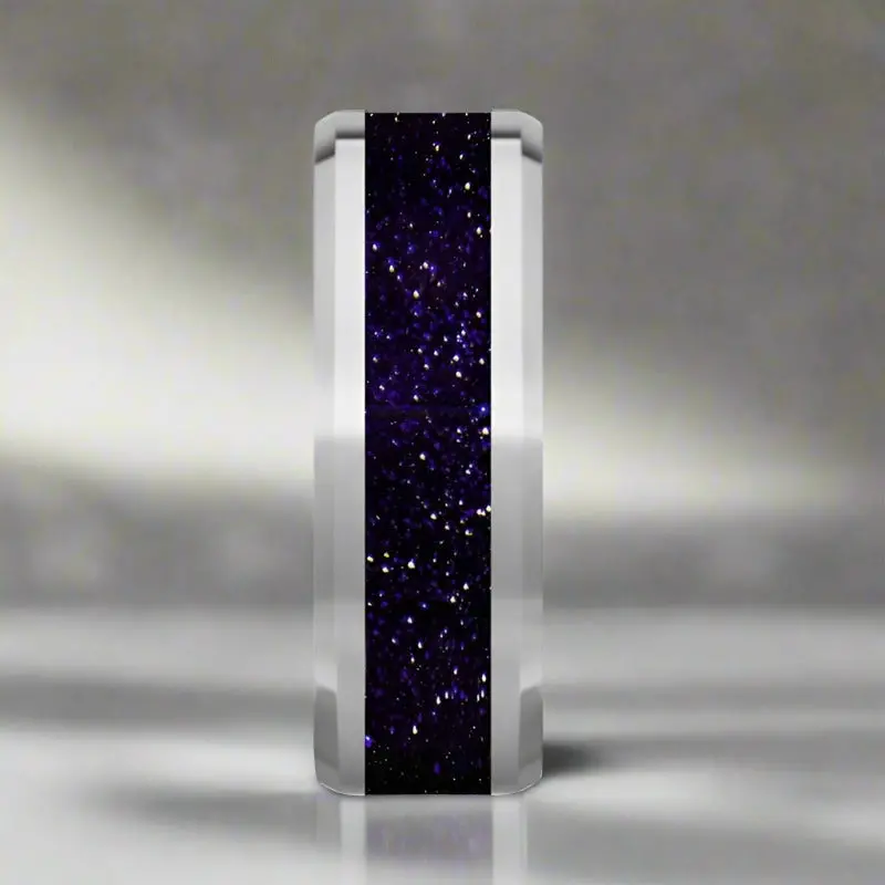 Maki | Tungsten Ring, Purple Gold Stone Inlay, Beveled 4