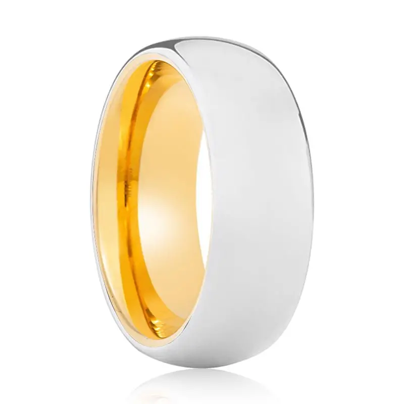 Python | Gold Ring, Silver Tungsten Ring, Shiny, Domed 1