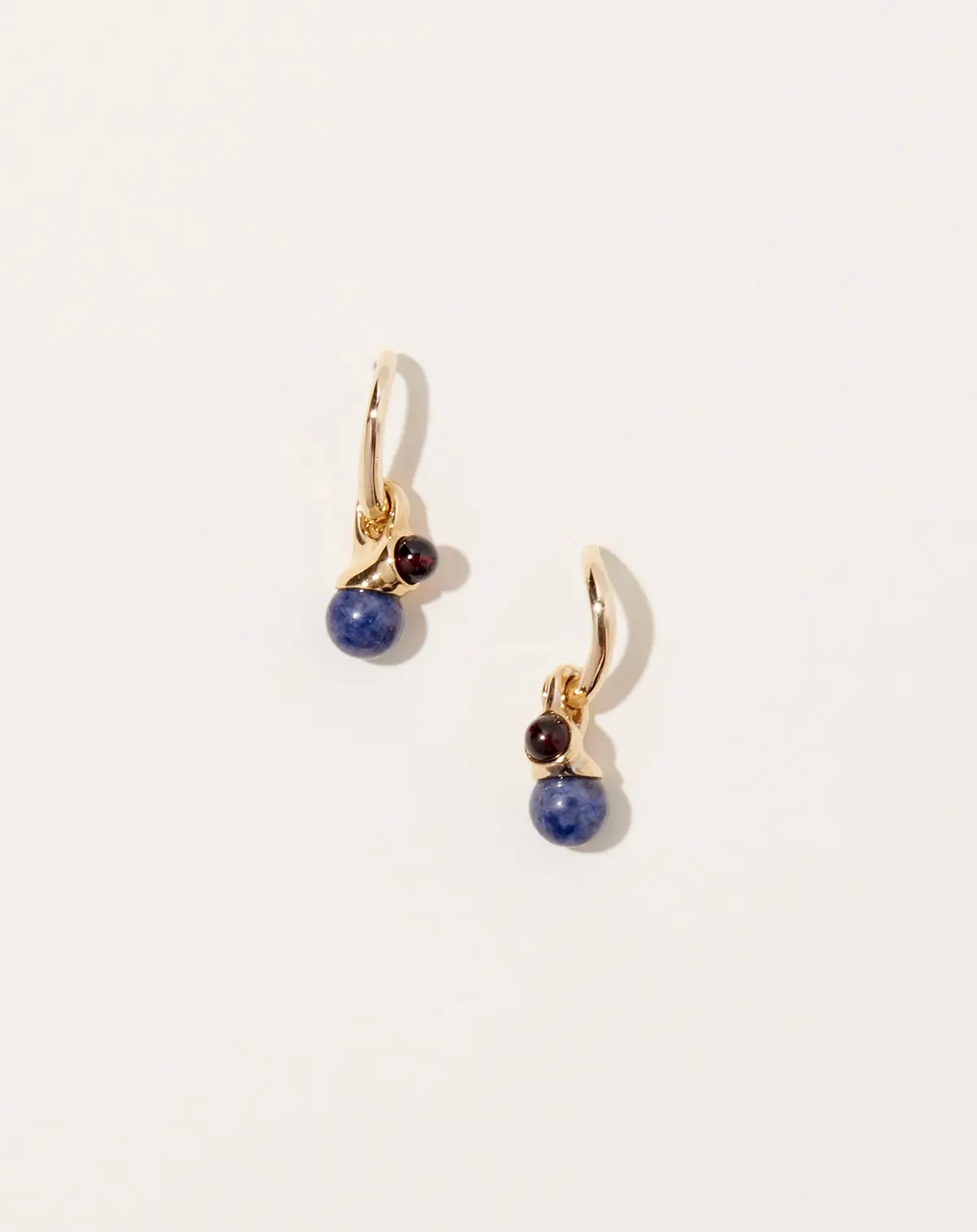 Brass Aren Earring In Garnet And Sodalite 1