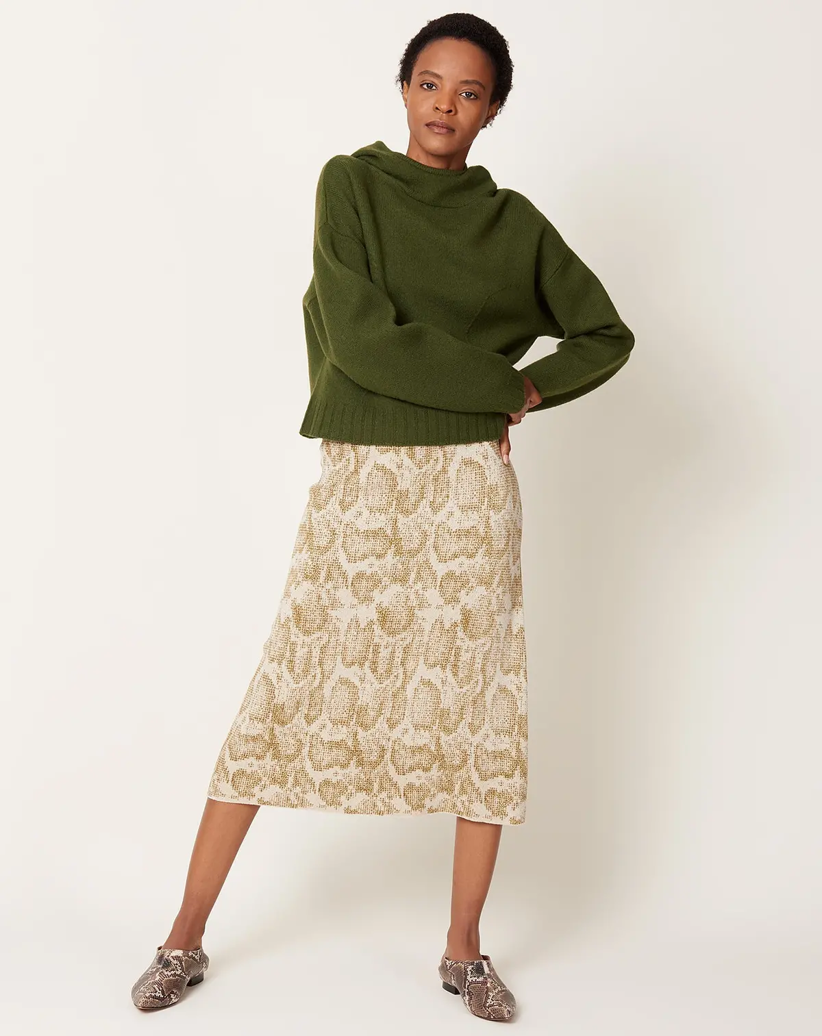 Amis Skirt In Cream Jacquard 1