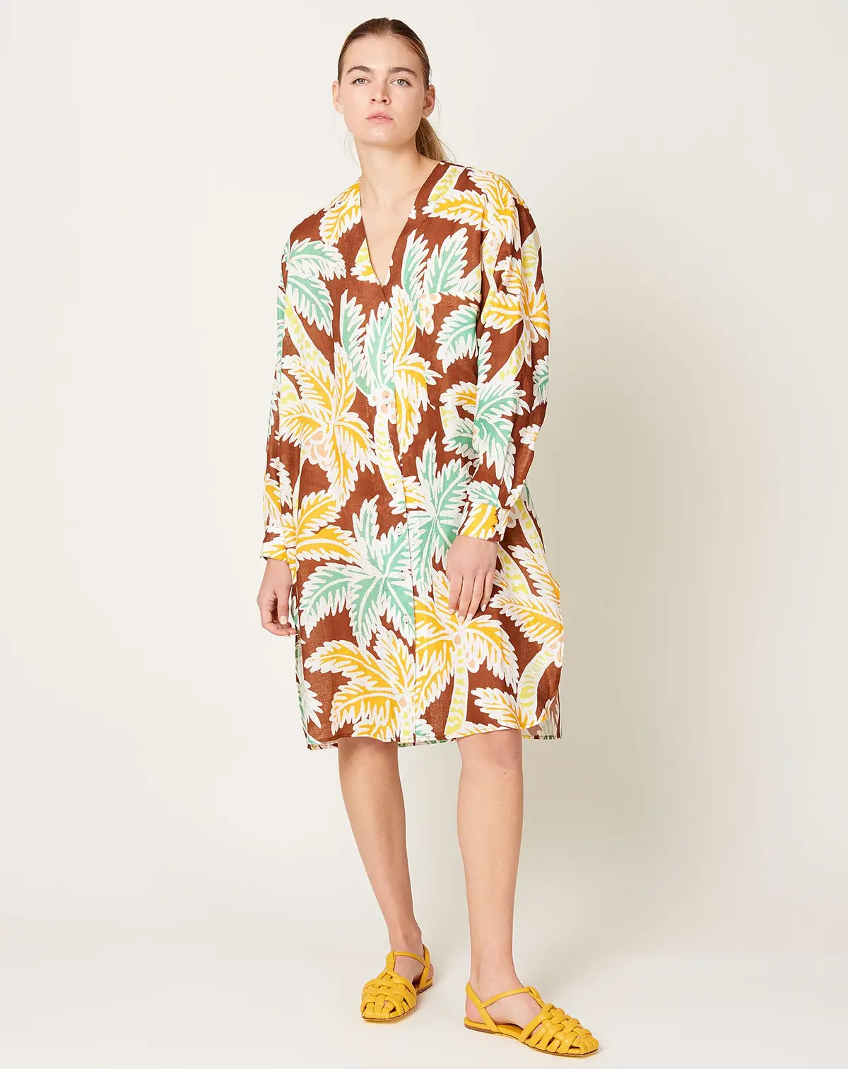 Gita Dress In Brown Fenix Linen 1