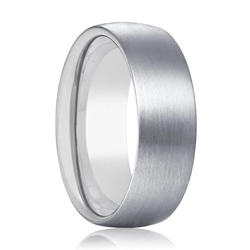 Raiden | Silver Ring, Silver Tungsten Ring, Brushed, Domed 1