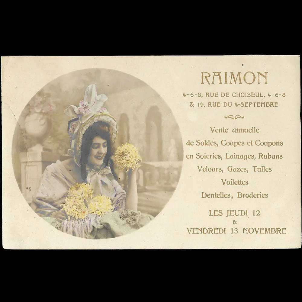 Raimon - Annonce De La Vente Annuelle De Soieries (1903) 1
