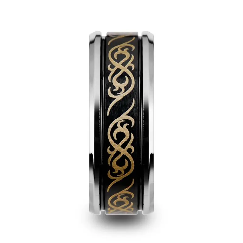 Raizen | Black Tungsten Ring Celtic Pattern 2