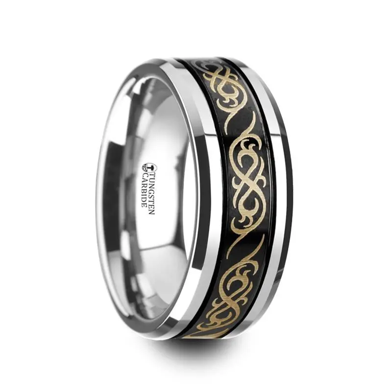 Raizen | Black Tungsten Ring Celtic Pattern 1