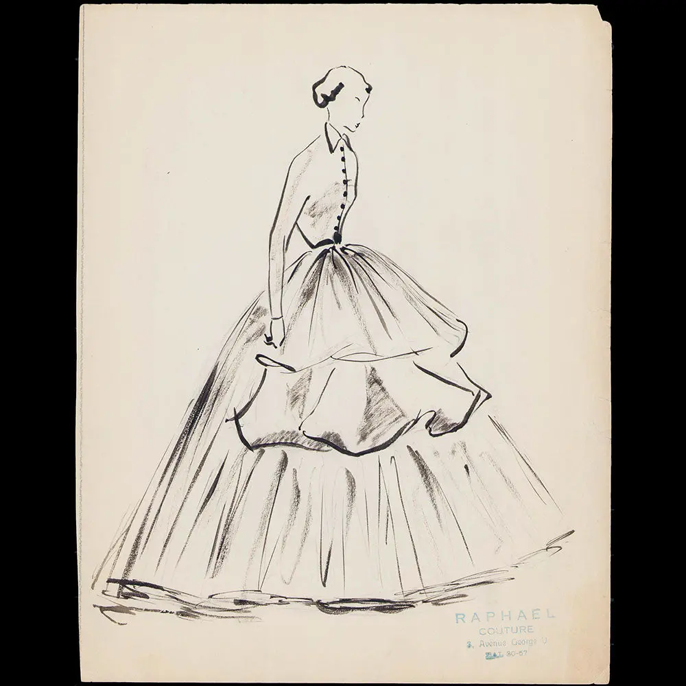 Raphael - Robe Du Soir, Dessin De La Maison De Couture (Circa 1940-1950S) 2