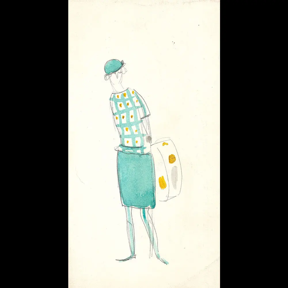 Ray Bret Koch - L'elégante À La Boîte De Chapeau, Dessin De Costume (1920S) 2