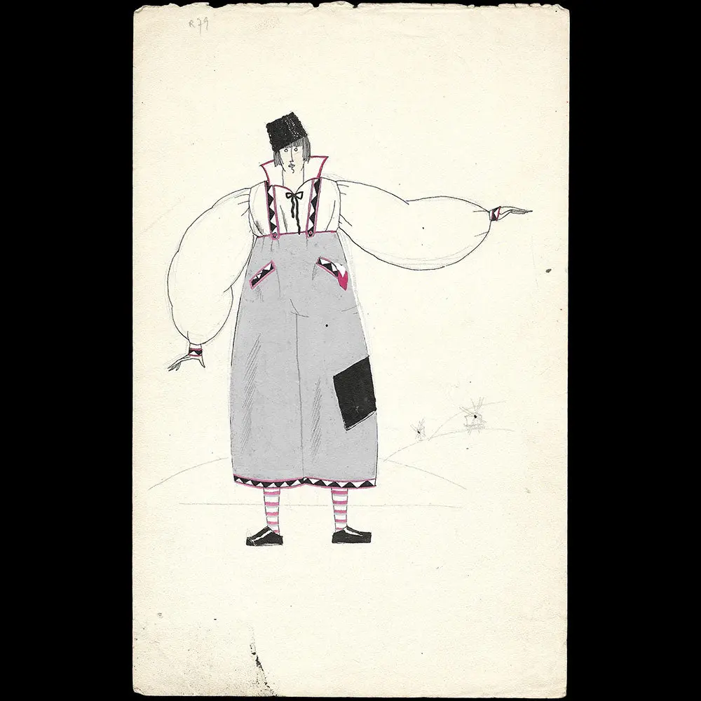 Ray Bret Koch - Hollandais, Dessin De Costume (1920S) 1