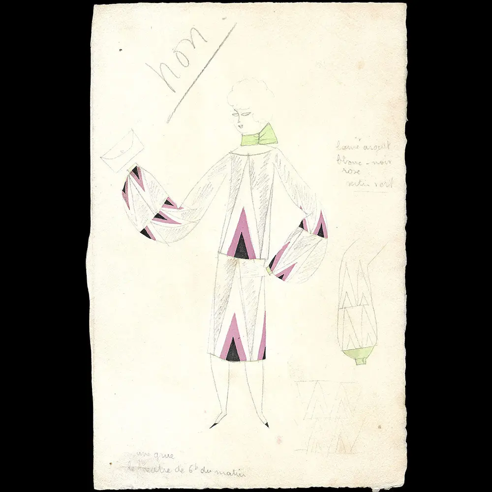 Ray Bret Koch - Une Grue, Le Théâtre De 6H Du Matin, Dessin De Costume (1920S) 1