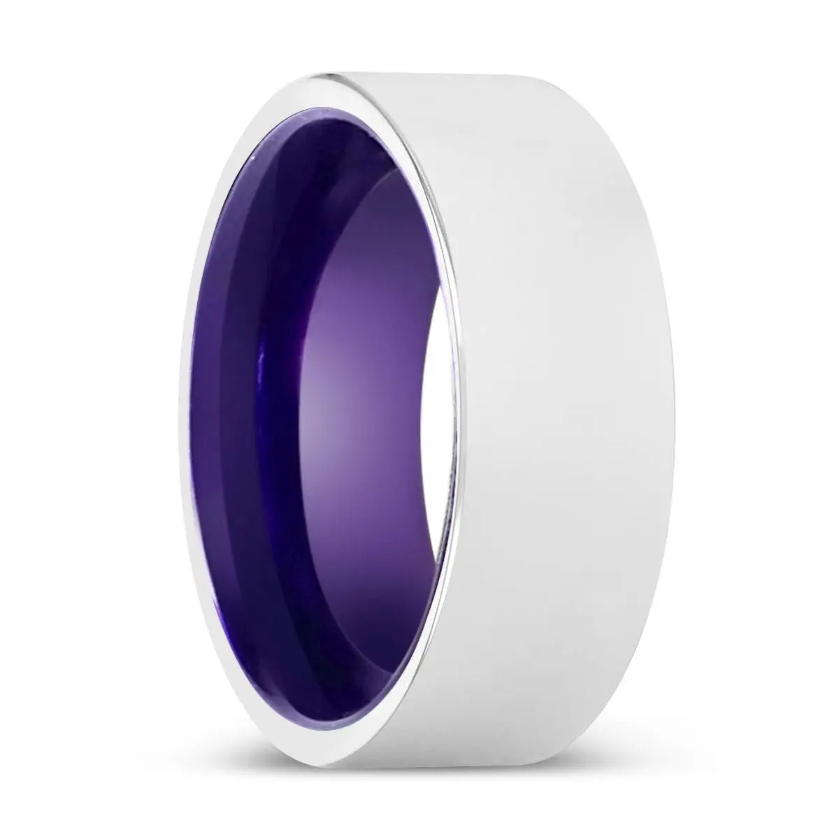 Rayhan | Purple Ring, Silver Tungsten Ring, Shiny, Flat 1