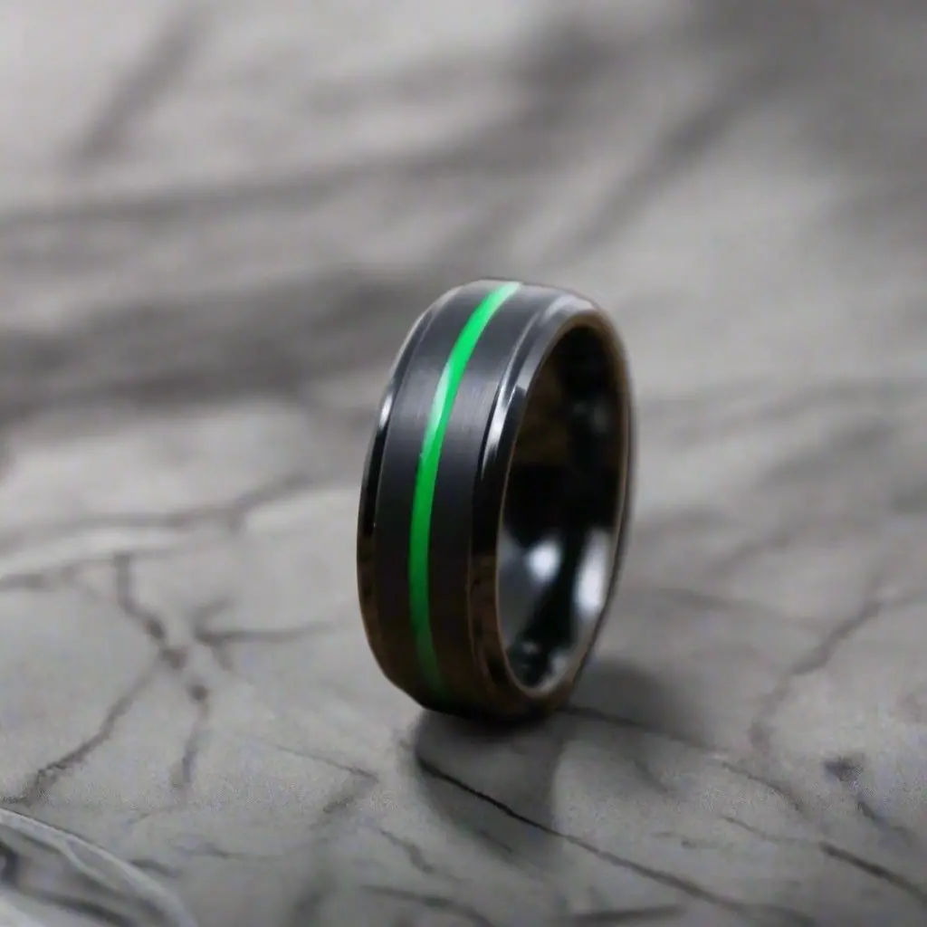 Reaper | Black Ring, Black Tungsten Ring, Green Groove, Stepped Edge 5