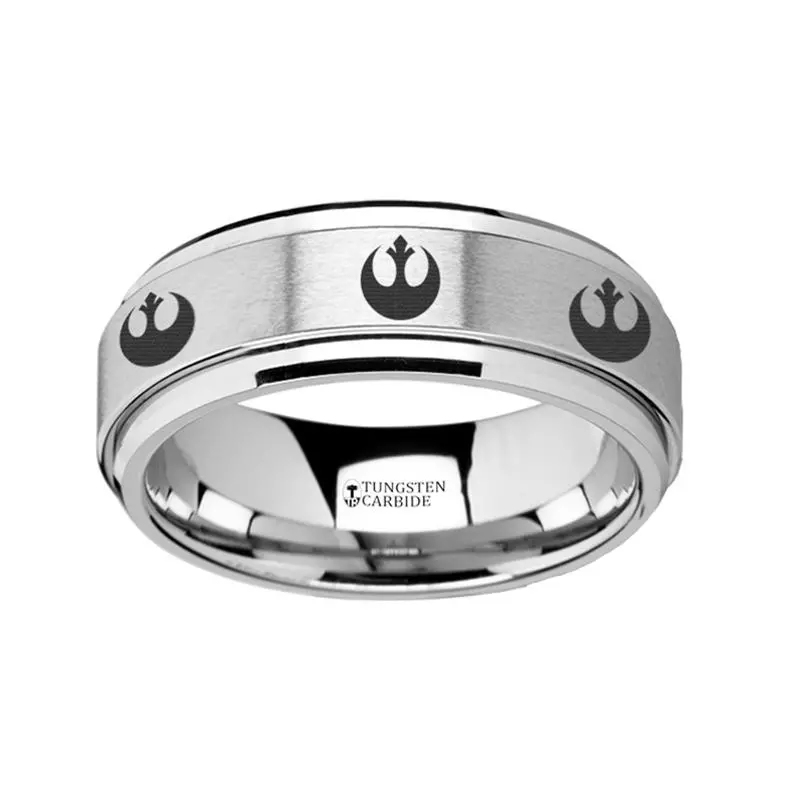 Rebel Alliance Star Wars Symbol Engraved Polished Tungsten Spinner Ring 1