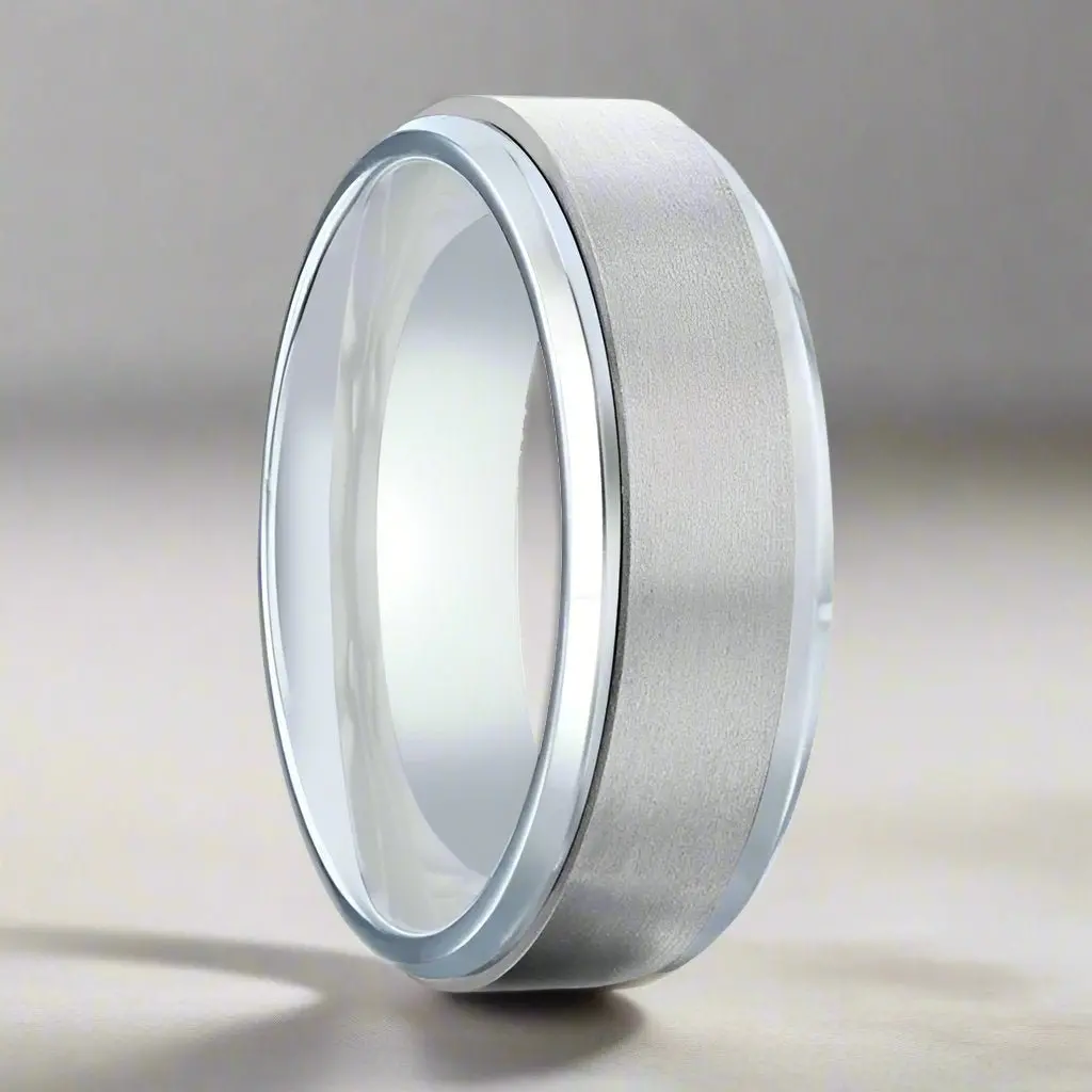 Rebellion | Silver Titanium Ring, Fidget Spinner, Beveled 1