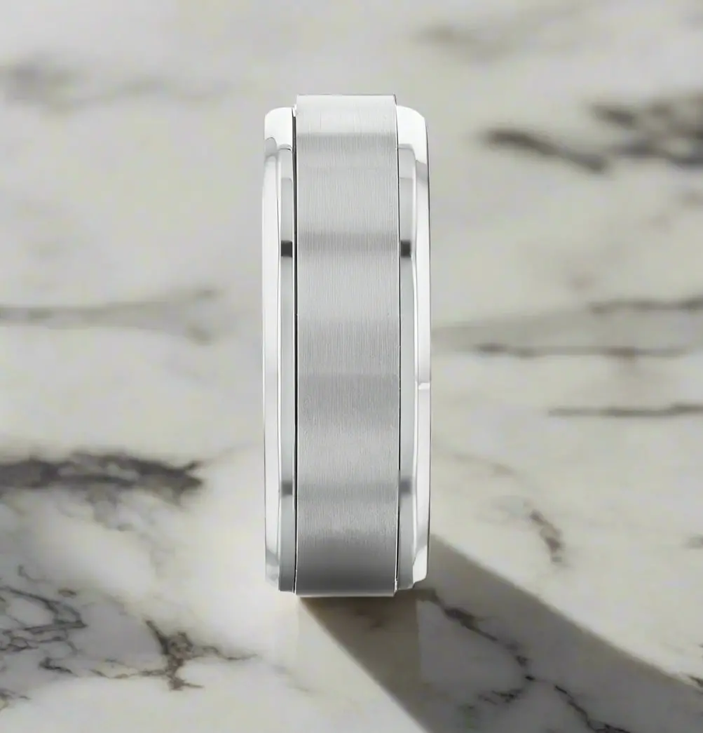 Rebellion | Silver Titanium Ring, Fidget Spinner, Beveled 3