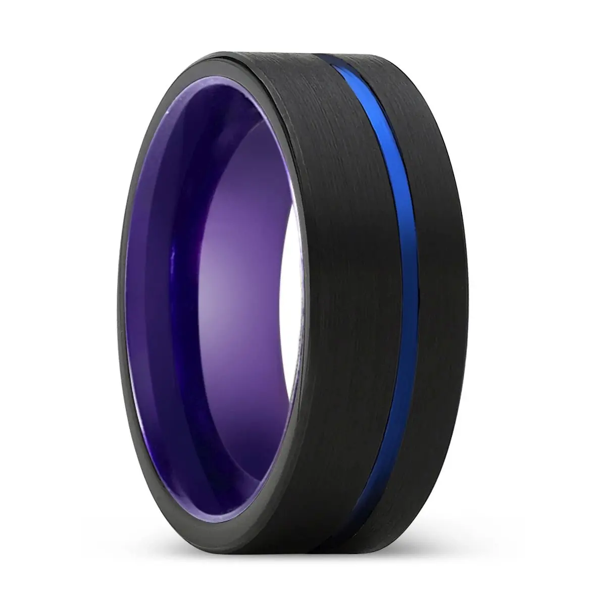 Regal | Purple Ring, Black Tungsten Ring, Blue Offset Groove, Flat 1
