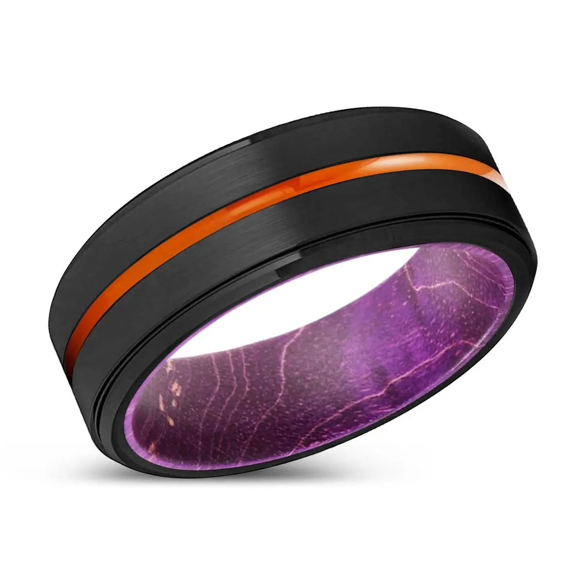 Regina | Purple Wood, Black Tungsten Ring, Orange Groove, Stepped Edge 2