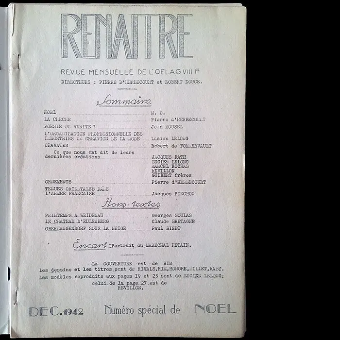 Renaître, Revue Mensuelle De L'oflag Viii, Numéro Spécial De Noël 1942 Consacré À La Mode 2