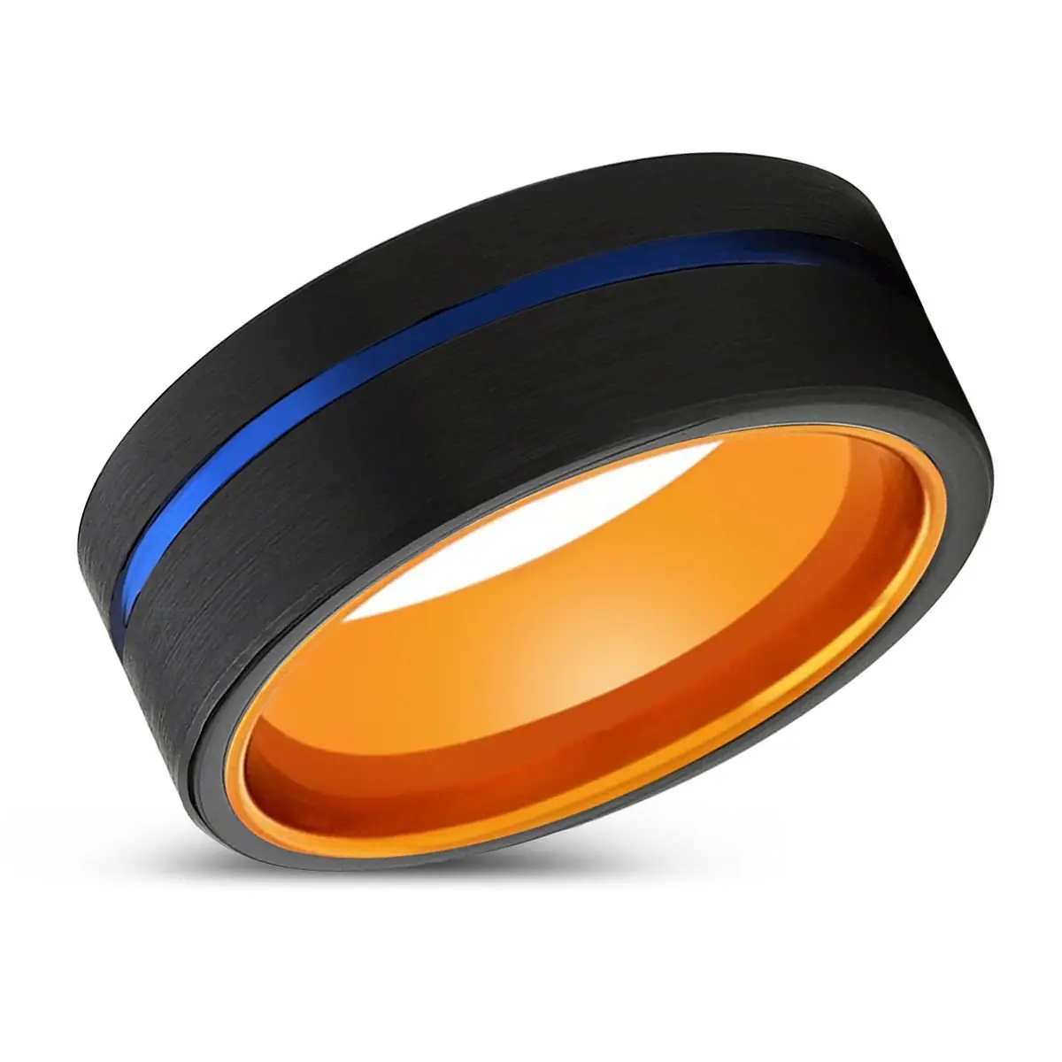 Renegado | Orange Ring, Black Tungsten Ring, Blue Offset Groove, Flat 2