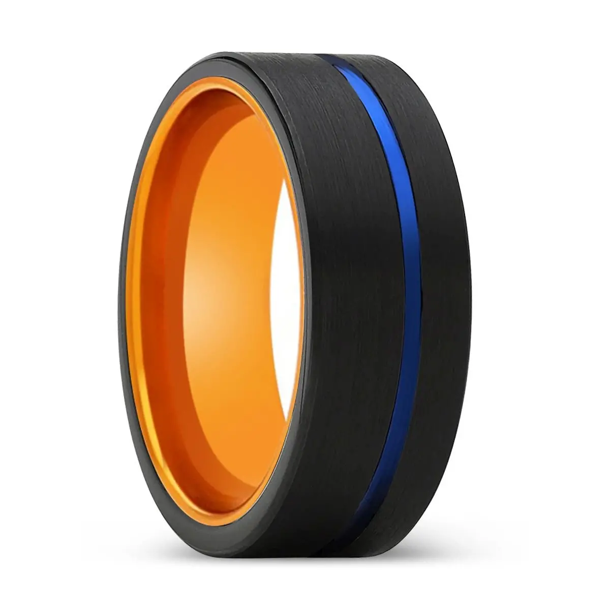 Renegado | Orange Ring, Black Tungsten Ring, Blue Offset Groove, Flat 1