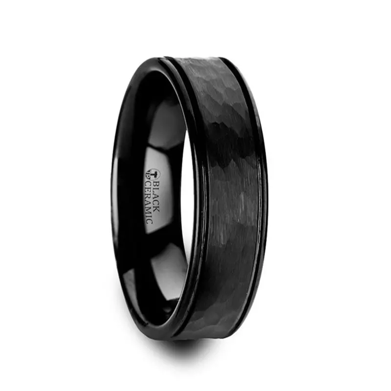 Revenant | Black Ceramic Ring Hammered Finish 1