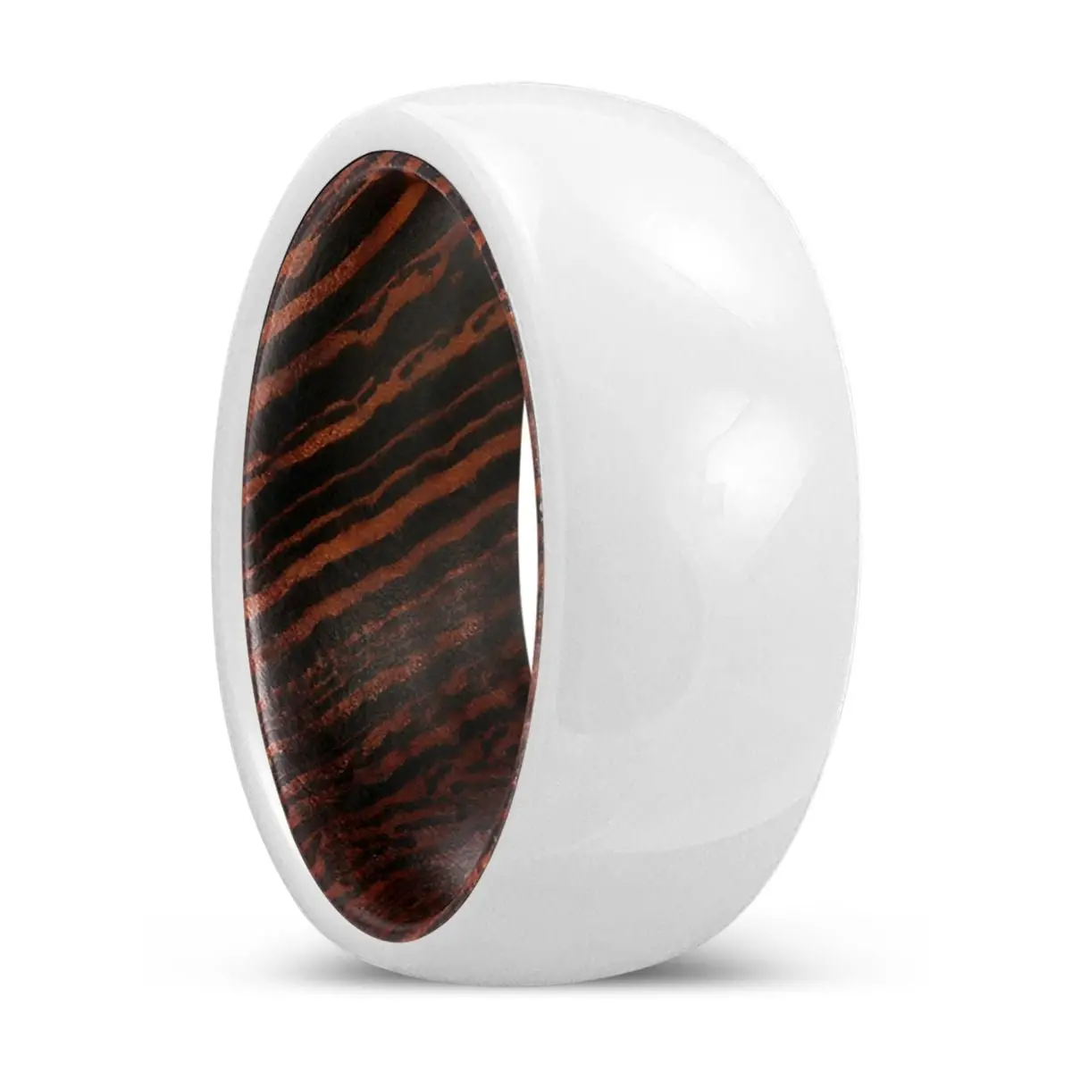 Revere | Wenge Wood, White Ceramic Ring, Domed 1