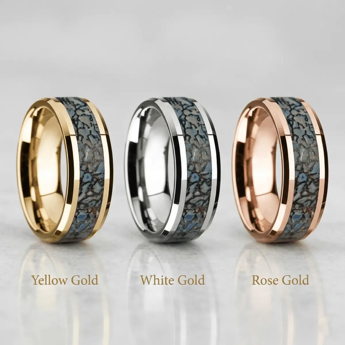 Rexxar | 14K Gold Dinosaur Inlay Wedding Ring - 8Mm 1
