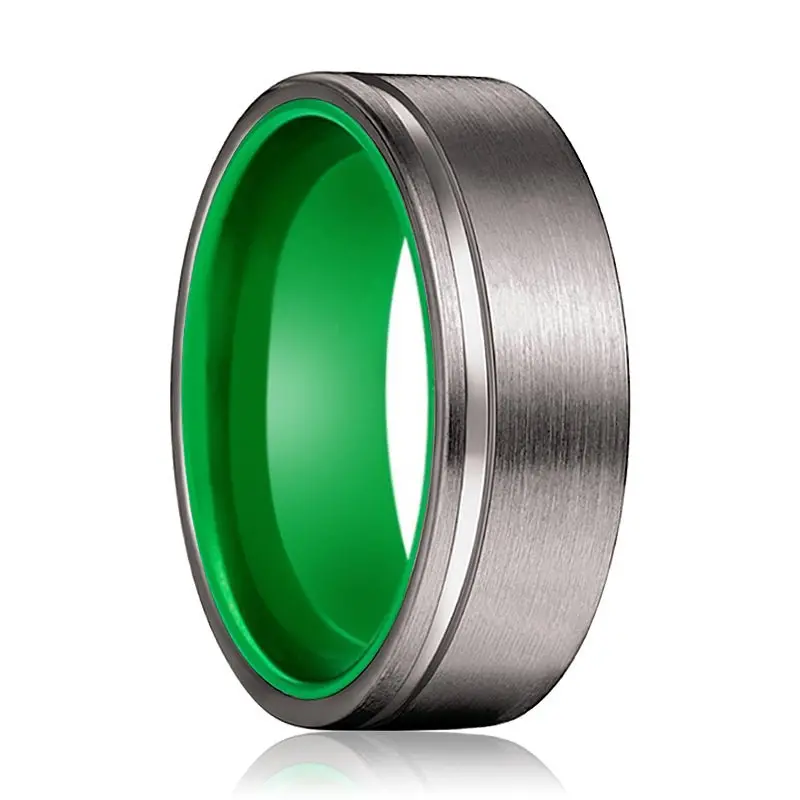 Ribbet | Green Ring, Gunmetal Tungsten Offset Groove 1