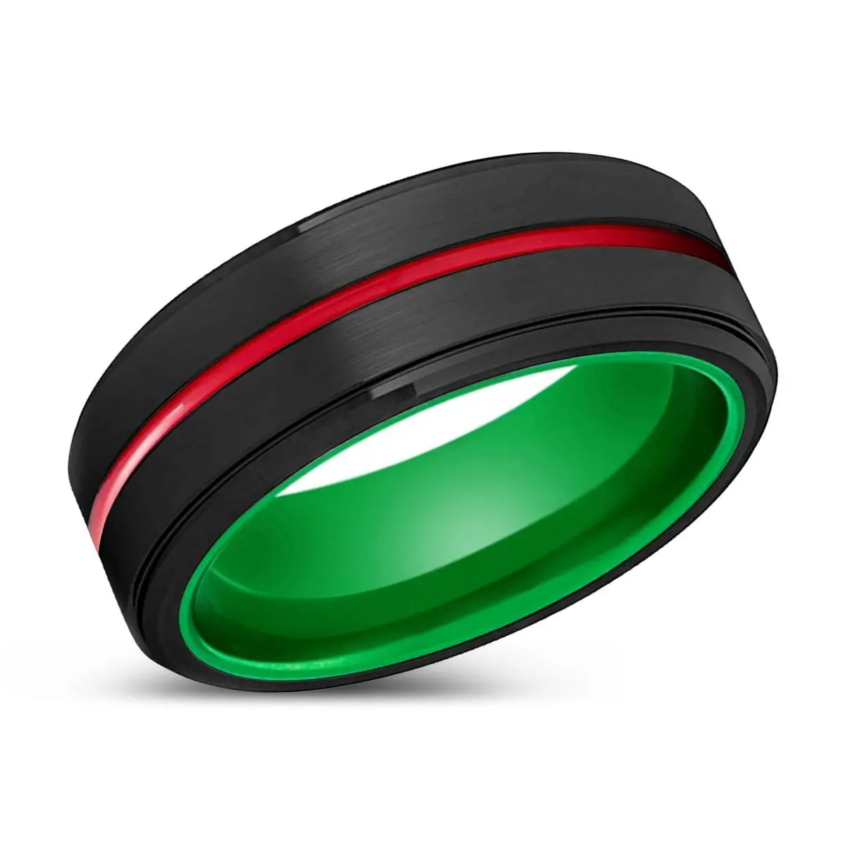 Rinde | Green Ring, Black Tungsten Ring, Red Groove, Stepped Edge 2