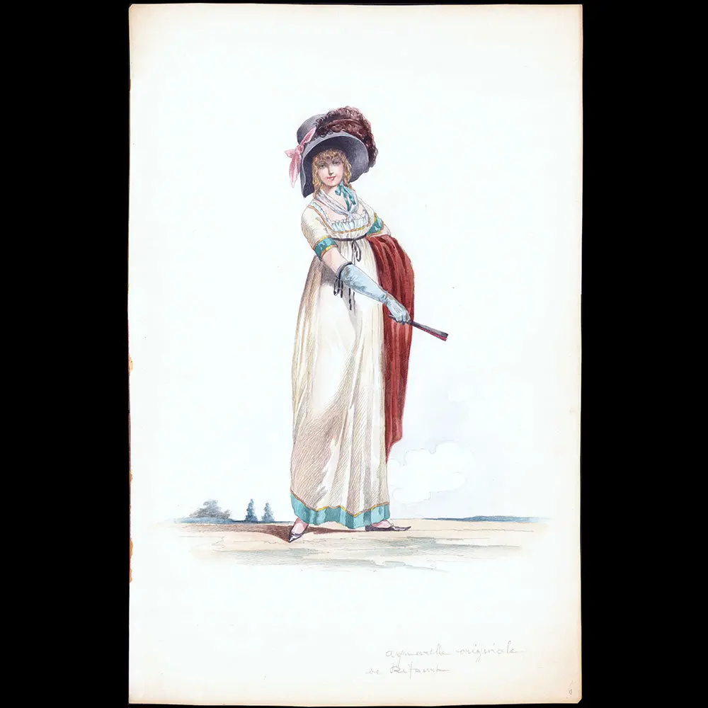 Elégante Du Directoire, Dessin De Georges Ripart (Circa 1910) 1