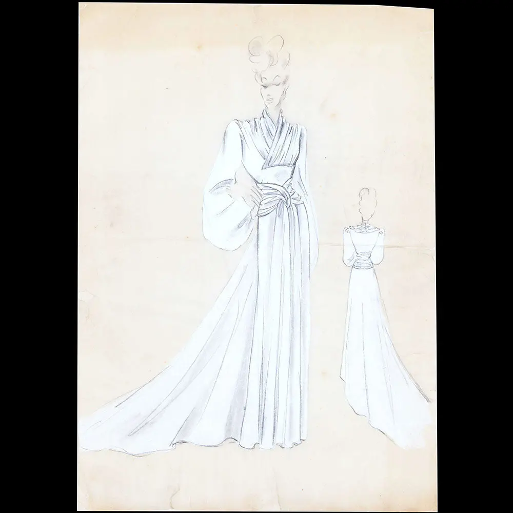Dessin D'une Robe Drapée (1930-1940S) 1