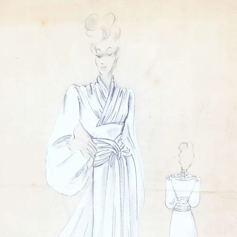 Dessin D'une Robe Drapée (1930-1940S) 2