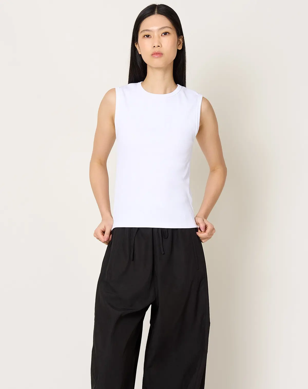 Dense Rib Tank Top In Optic White 1