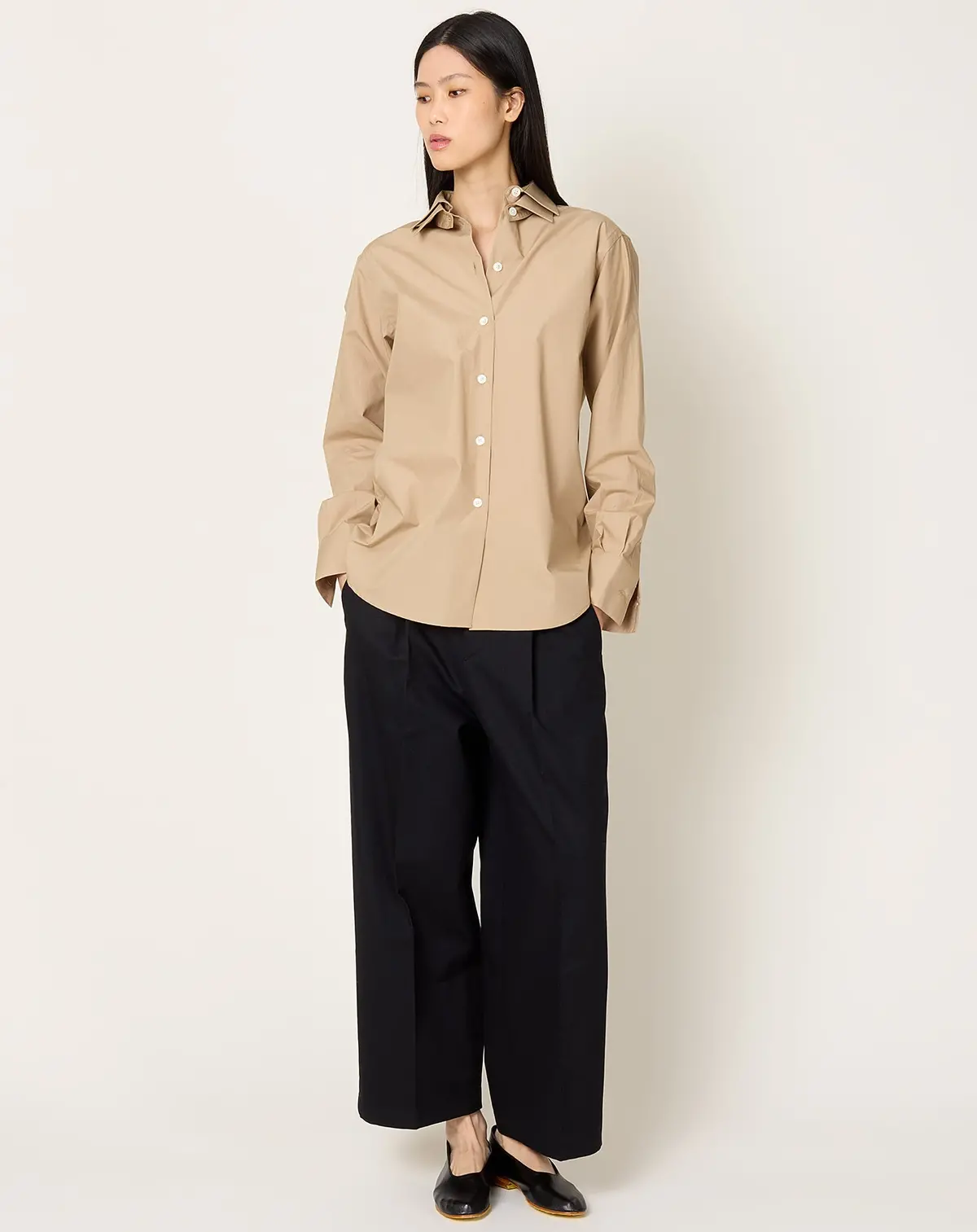 Double Collar Shirt In Wheat 1