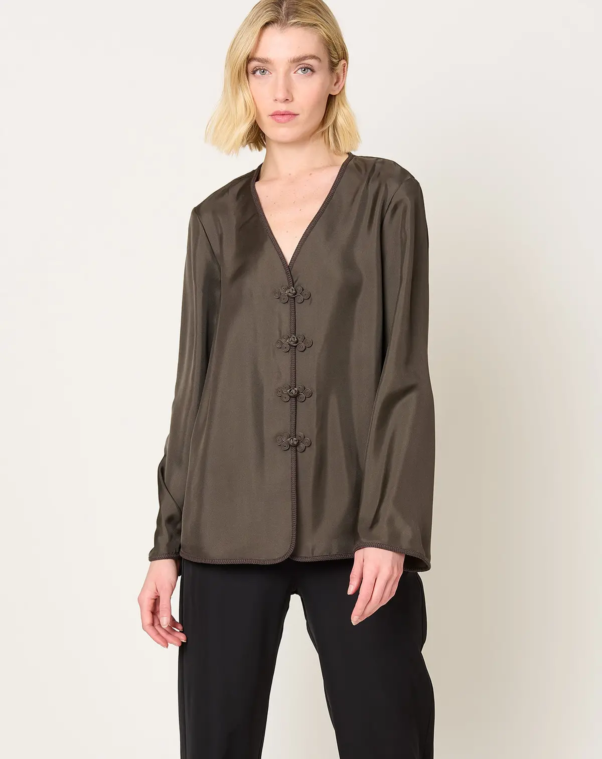 Pankou Closure Silk Top In Earth 1