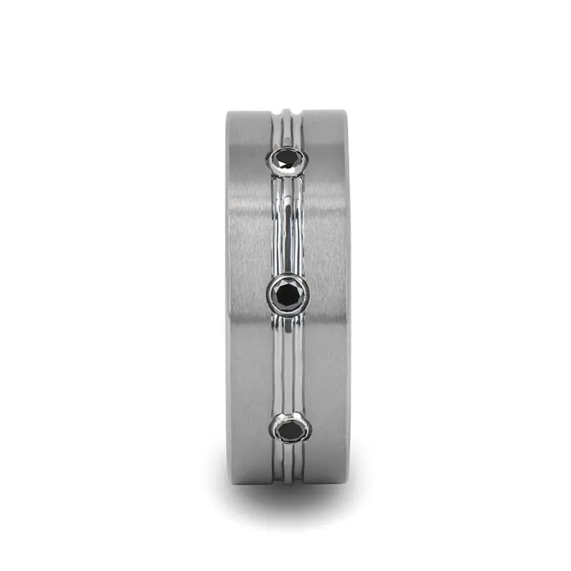 Royale | Tungsten Ring Triple Black Diamonds 2