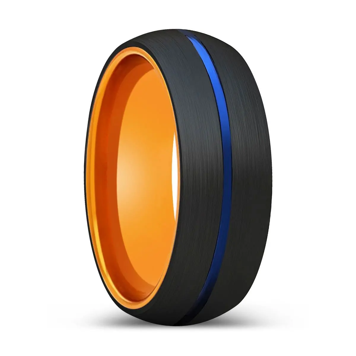 Rutilo | Orange Ring, Black Tungsten Ring, Blue Groove, Domed 1