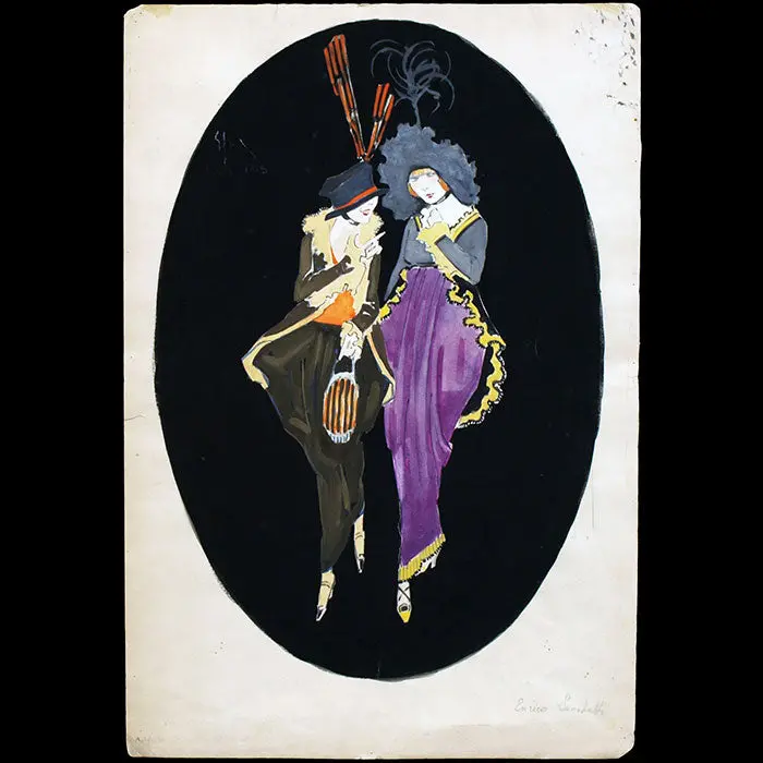Elégantes - Dessin D'enrico Sacchetti Pour La Gazette Du Bon Ton (1913) 1
