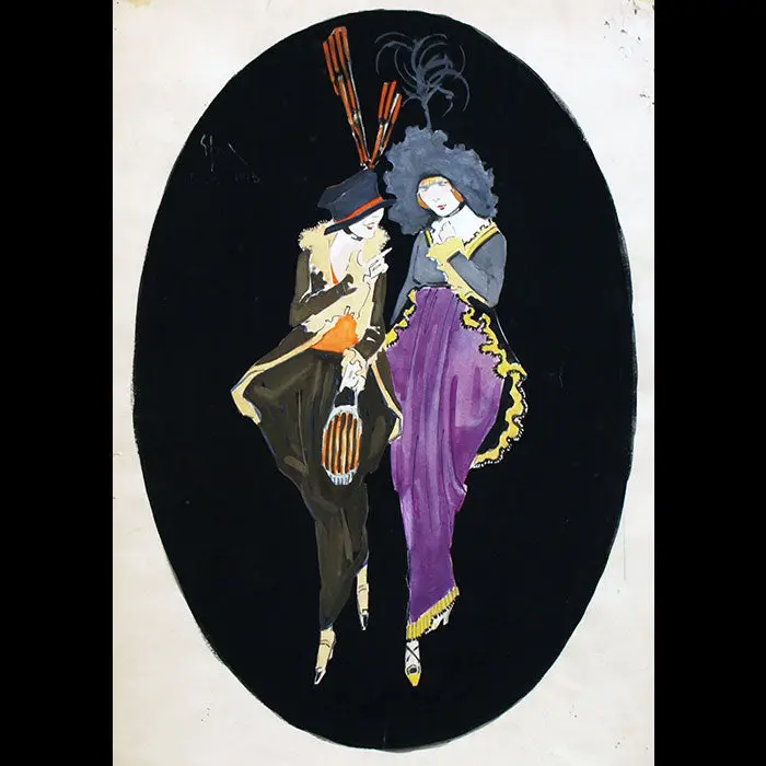 Elégantes - Dessin D'enrico Sacchetti Pour La Gazette Du Bon Ton (1913) 2