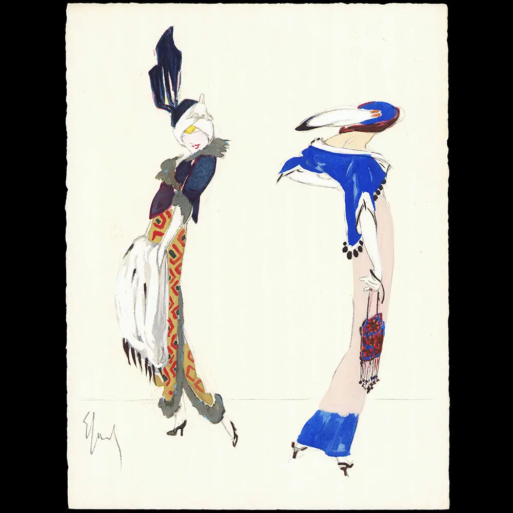 Enrico Sacchetti - Deux Elégantes, Planche De Robes Et Femmes (1913) 1