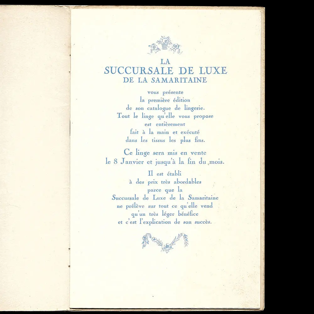 Succursale De Luxe De La Samaritaine - Catalogue De Lingerie, Couverture De Pierre Mourgue (1920S) 2