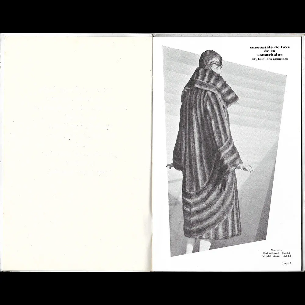 Succursale De Luxe De La Samaritaine - Catalogue De Fourrures, Couverture De (Circa 1925-1930) 2