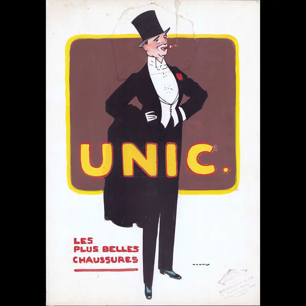 Chaussures Unic - Unic, Les Plus Belles Chaussures, Projet De Publicité, Dessin D'edouard Saunier (1910S) 1