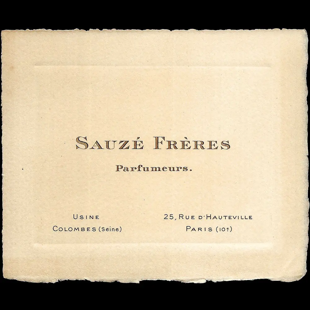 Sauzé Frères - Carte Des Parfumeurs, 25 Rue D'hauteville À Paris (1920S) 1