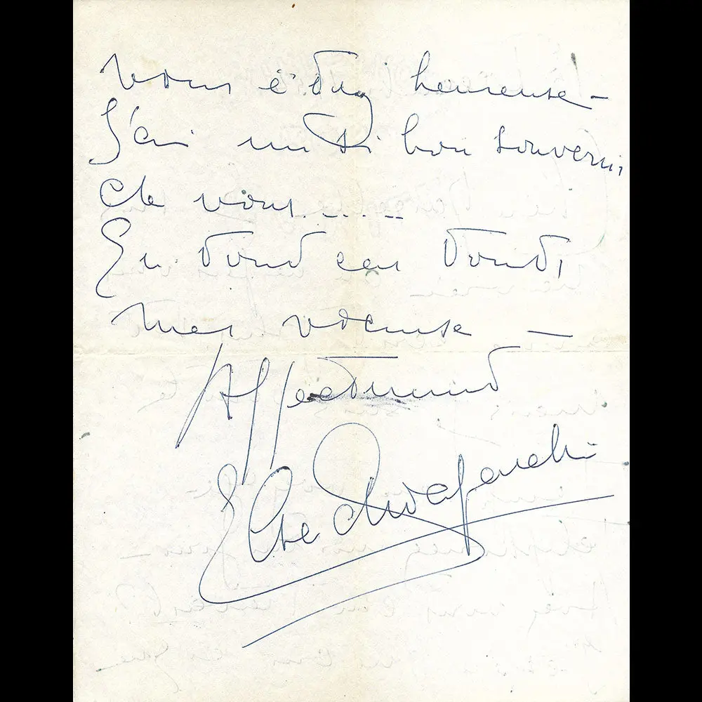 Schiaparelli - Lettre Autographe Signée Adressée À Une Employée (1954) 2