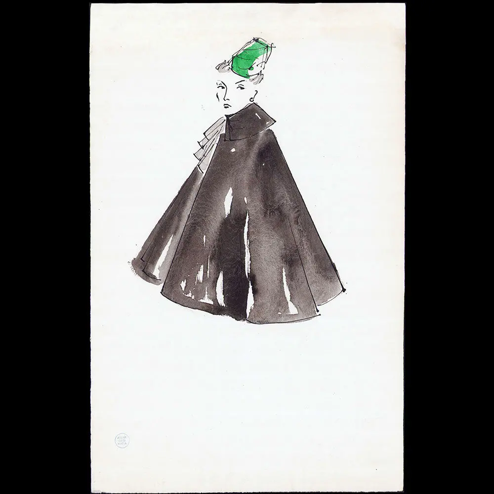 Serge Matta - Dessin D'une Cape Pour Schiaparelli (1950-1954) 1