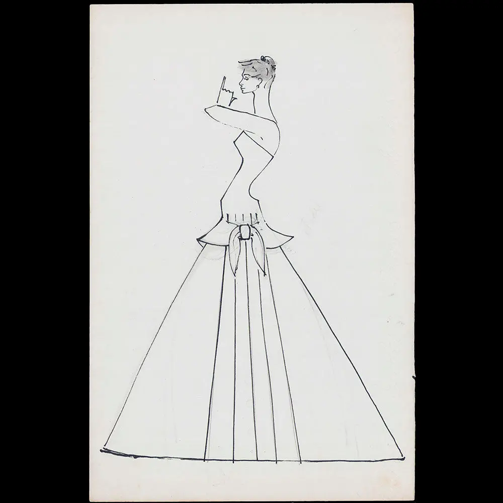 Serge Matta - Dessin De Robe Du Soir Pour Schiaparelli (1950-1954) 1