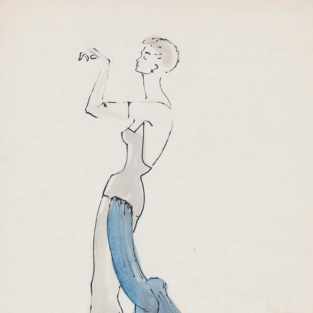 Serge Matta - Dessin De Robe Du Soir Pour Schiaparelli (1950-1954) 2